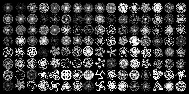 ilustrações de stock, clip art, desenhos animados e ícones de sacred geometry signs set. set of alchemy religion, philosophy spirituality  symbols and elements. hipster symbols and elements geometric shapes flower of life linear contour. vector. - flower of life