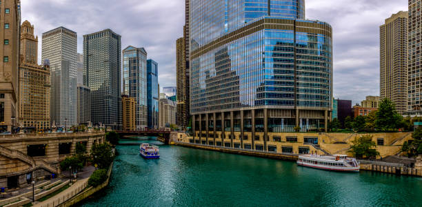 istock Chicago river and skyline from Michigan Avenue Bridge 855544074