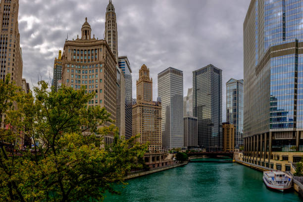 istock Chicago river and skyline from Michigan Avenue Bridge 855544152
