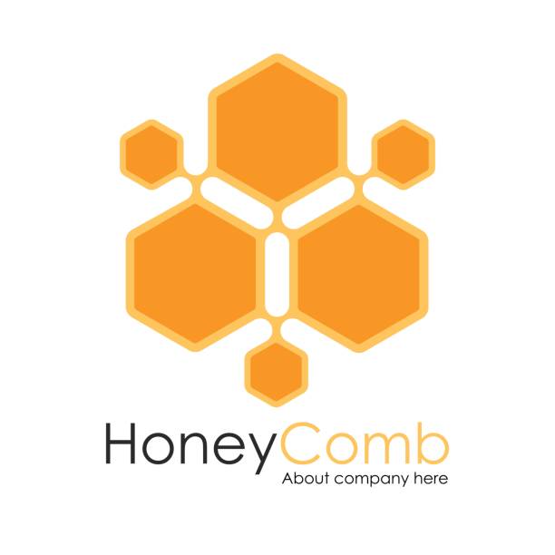 honey comb logo template design vektor, waben-emblem, konzept - activity animal bee beeswax stock-grafiken, -clipart, -cartoons und -symbole