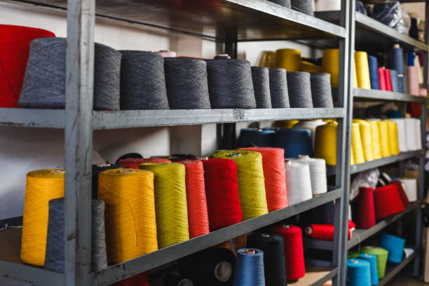 istock Shelf with large coils of thread 855550760