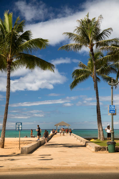 Oahu: Waikiki Wall on Kuhio beach in Honolulu, Oahu, Hawaii USA