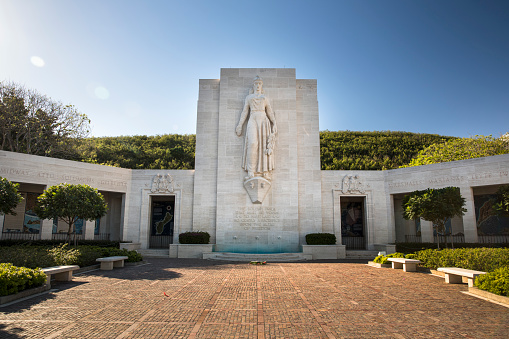 Honolulu: National Memorial Cemetery of the Pacific at Punchbowl in honour of World War II in Oahu Hawaii USA