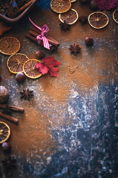 istock Autumn Background with Nuts, Spices and Candied Oranges 855560414
