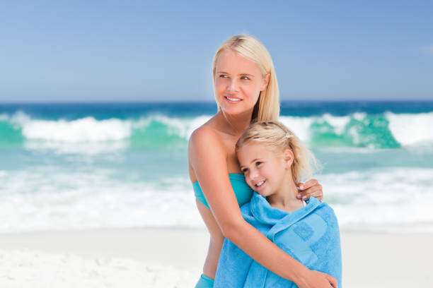 istock Mother with her daughter in her towel 855560974