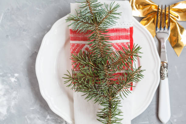 istock Christmas serving of a white plate 855564716