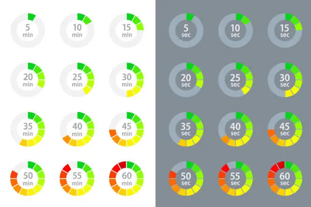 Vector illustration of timer icons set