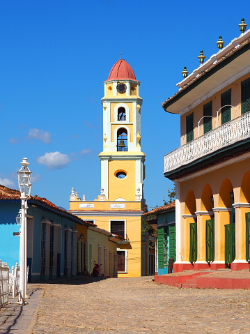 Trinidad, Cuba - Beautiful rustic colonial square and tower, Plaza Mayor