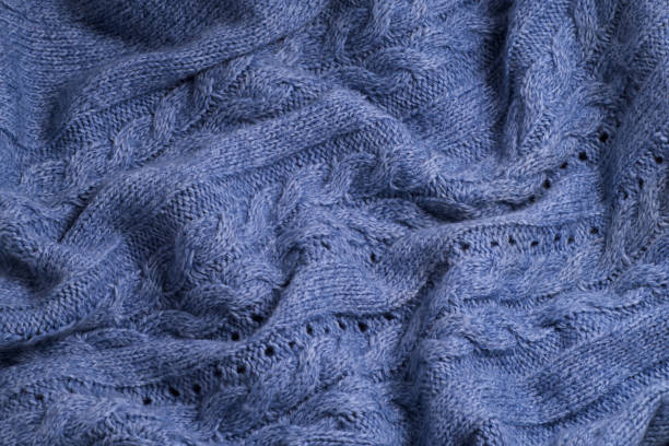 istock The texture of a knitted woolen fabric blue. Background 855574020
