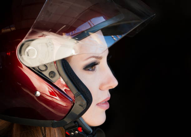 istock face motorcycle helmet, close up 855575790