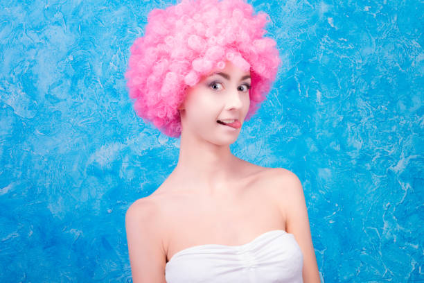 istock Comic girl with pink wig 855578626