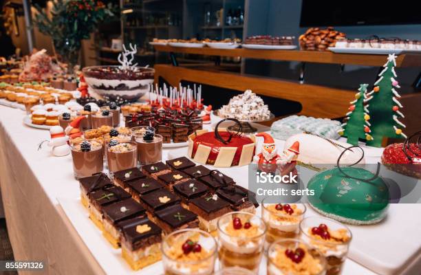 Christmas Dessert Table Stock Photo - Download Image Now - Christmas, Buffet, Dessert - Sweet Food