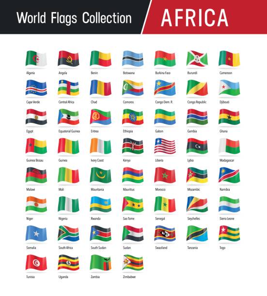 Set Of African Flags Vector Illustrations Stock Illustration