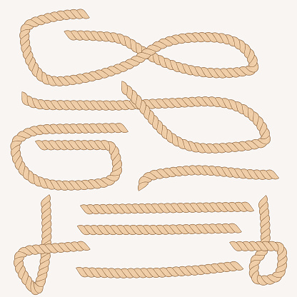 Brow Ropes Types Different Shapes Size Brown Ropes On White Background Stock ...
