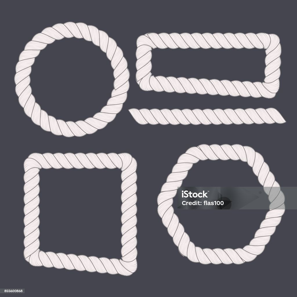 Different Shape Ropes Different Shapes Size Horizontal White Ropes On Black Background Stock ...