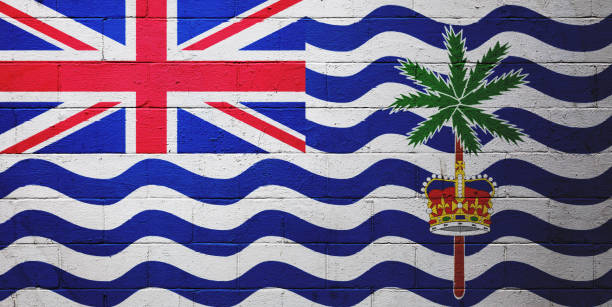 영국령 인도양 식민지의 국기는 벽에 그려진 - british indian ocean territory 뉴스 사진 이미지