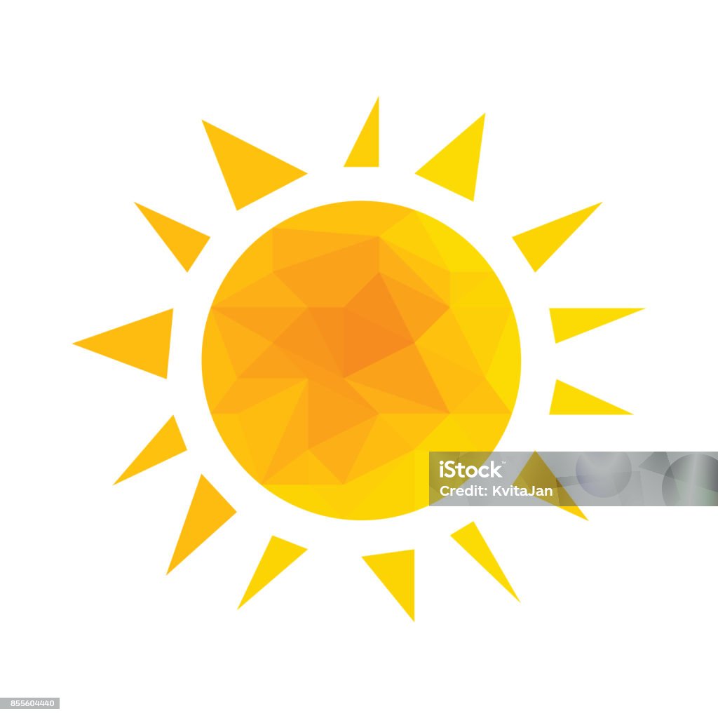 Gelb segmentiert geometrische Sonne mit Strahlen Vektor. - Lizenzfrei Sonne Vektorgrafik