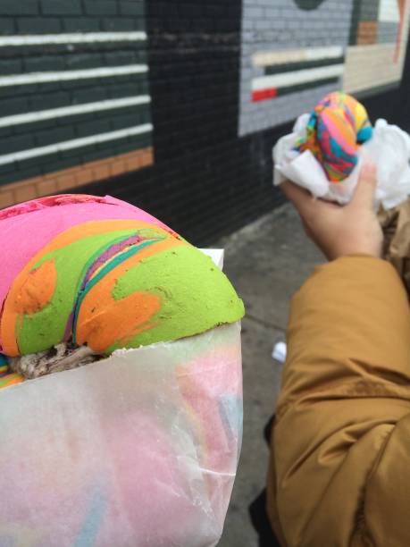Famous rainbow bagels in Brooklyn, New York