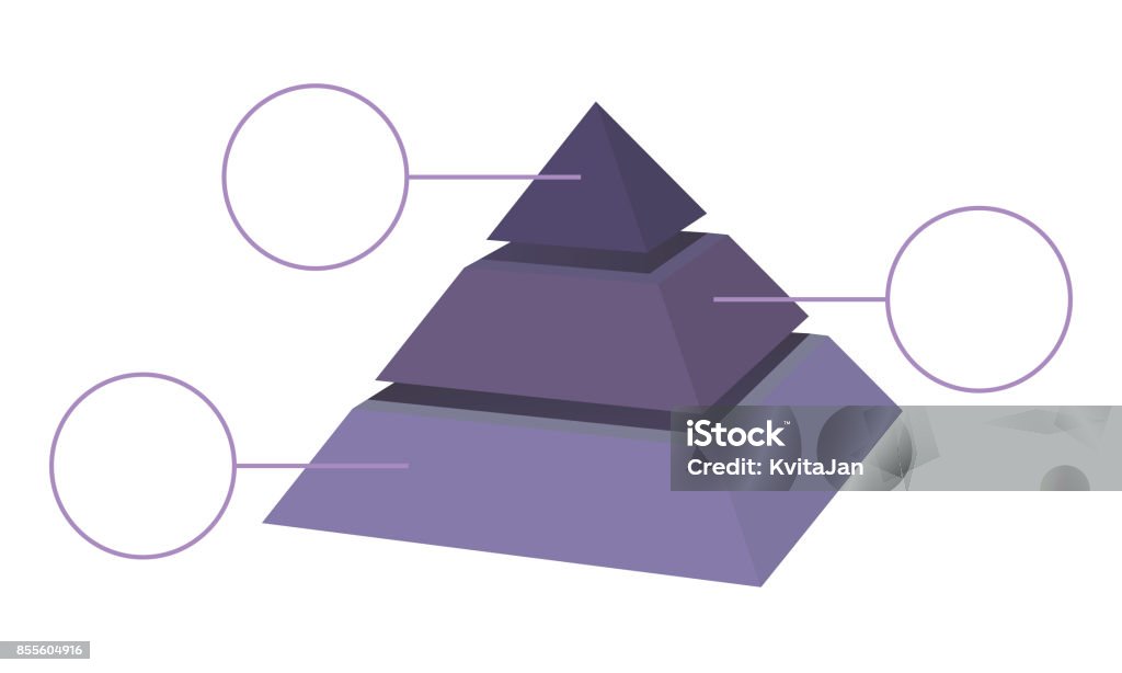 Blue layered shaded pyramid vector diagram with labels. Pyramid stock vector