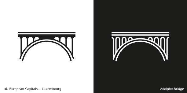 Adolphe Bridge, Luxembourg Landmark building of Luxembourg luxemburg stock illustrations