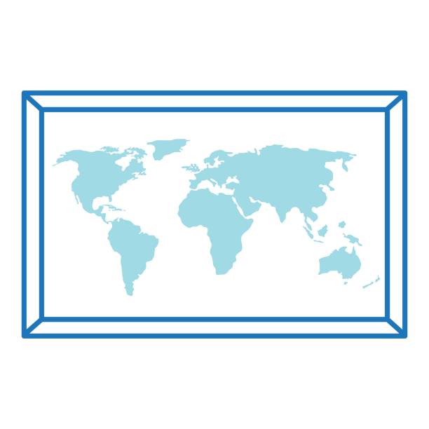 ilustraciones, imágenes clip art, dibujos animados e iconos de stock de icono de mapa mundo papel - index card