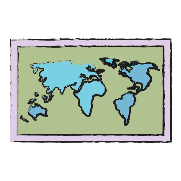 ilustraciones, imágenes clip art, dibujos animados e iconos de stock de icono de mapa mundo papel - index card