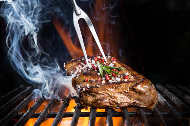 istock Grilled beef steak on the grill 855614206