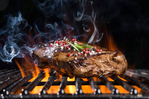istock Grilled beef steak on the grill 855614370