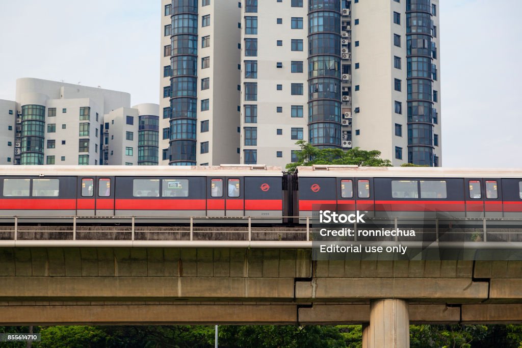 Sg Train System Singapore Subway Train On Elevated Tracks Stock Photo - Download Image ...