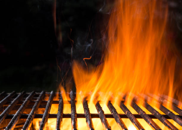 istock Empty BBQ Flaming Charcoal Cast Iron grill 855615280