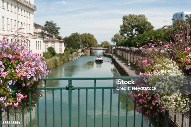 Panorama Of Mulhouse In Alsace With Picturesque Channel And Flowers Stock Photo - Download Image Now