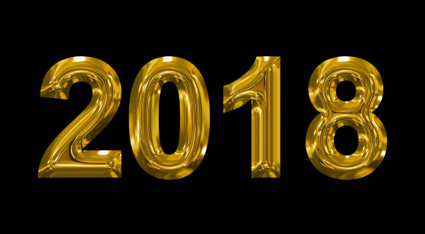 istock year 2018 golden 3d numbers isolated on black 855647198