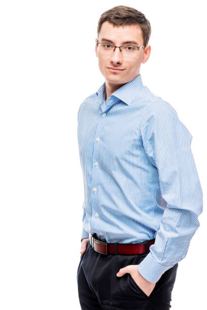 istock 25 year old entrepreneur in blue shirt on white background 855653912