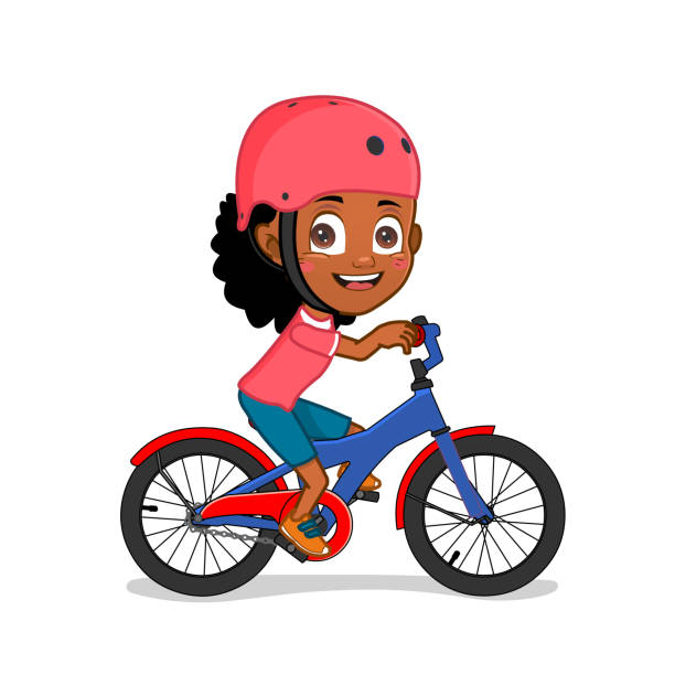 Little Girl Riding Bike Stock Illustration - Download Image Now - Cycling,  Child, Bicycle - iStock