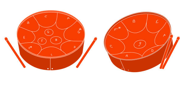 steelpan steelpan instrument trinidad culture stock illustrations