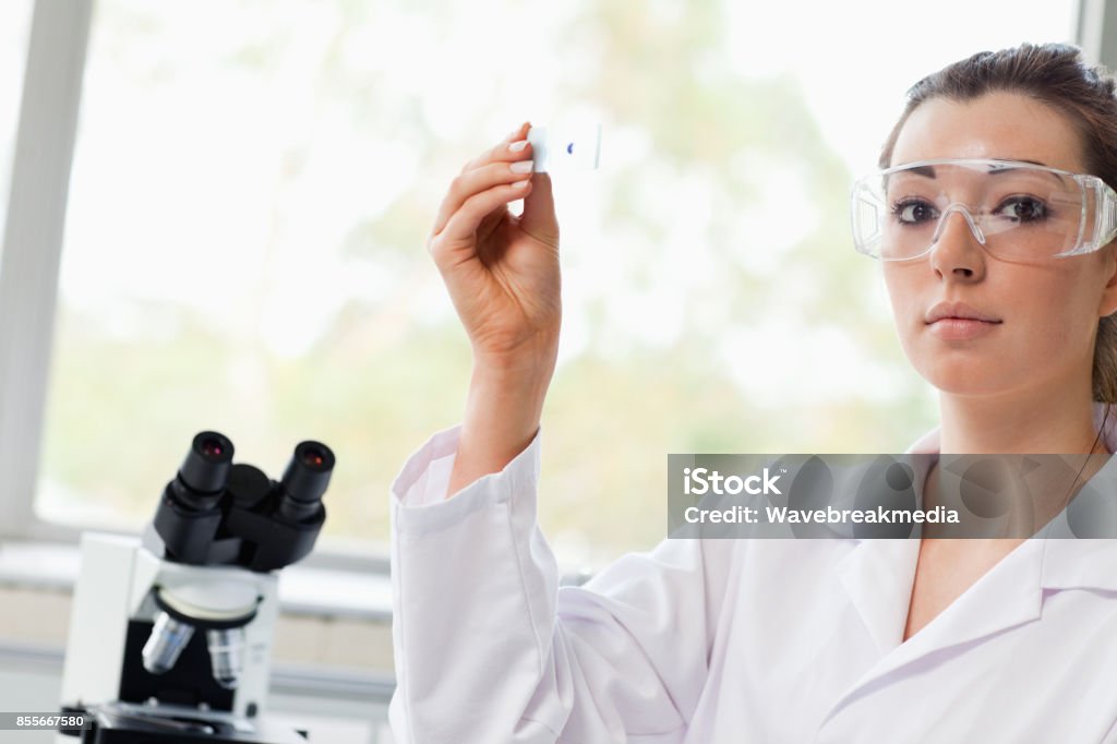 Science Studentpic Beautiful Science Student Holding A Microscope Slide Stock Photo ...