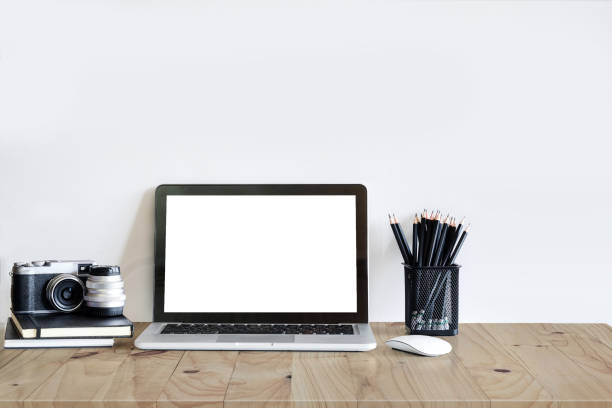 istock Stylish workspace with supplies. desk space concept. 855675166