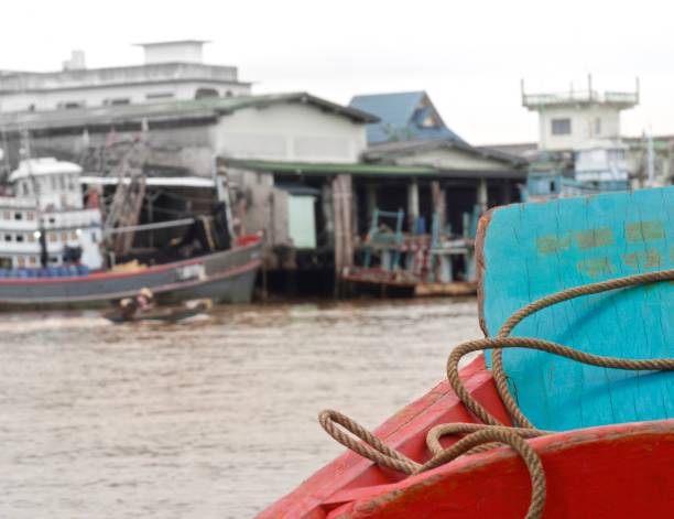 istock Thai Taxi Boat On Fish Market Blurred Background 855680376