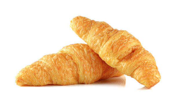 istock Chocolate croissants isolated on white background 855680404