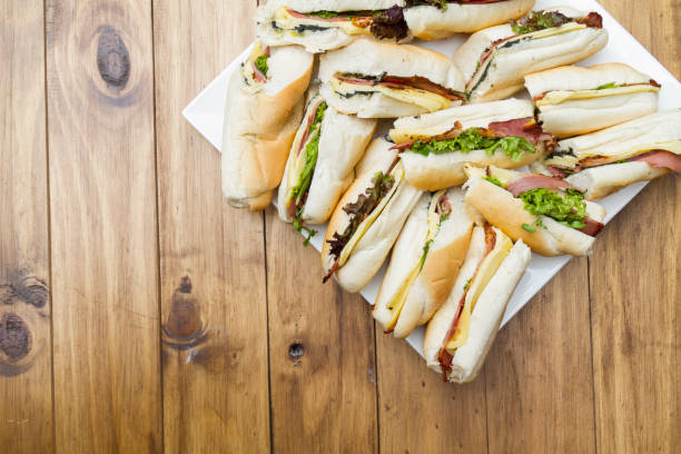 A delicious and diverse selection of appetizers and finger foods at a party, a catering event, or a buffet