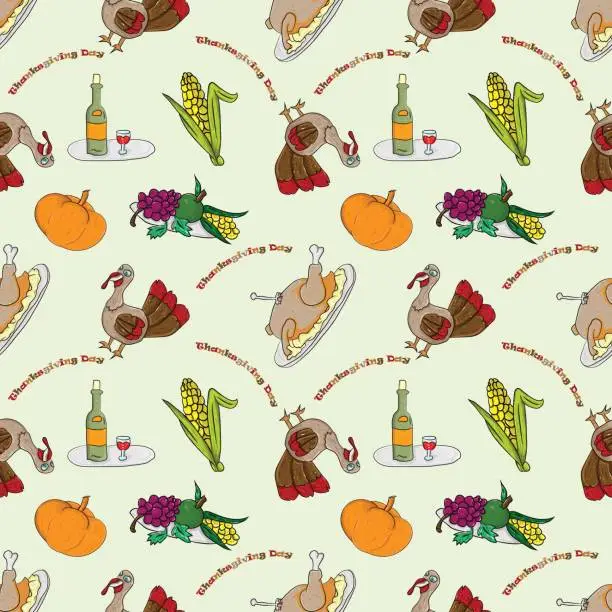 Vector illustration of Seamless Pattern for Thanksgiving Holiday 2