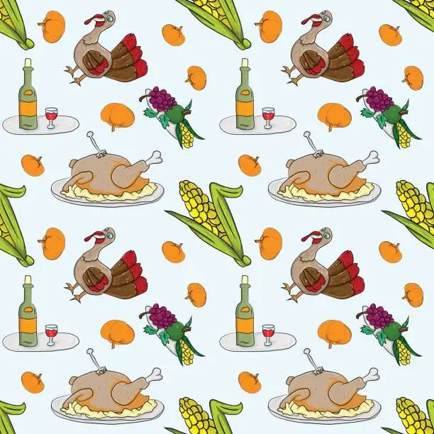 Vector illustration of Seamless Pattern for Thanksgiving Holiday 3