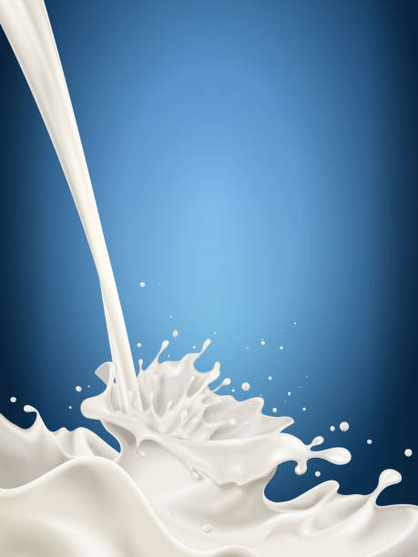 Milk Pouring Down From Top Stock Illustration - Download Image Now - Milk,  Colored Background, Splashing - iStock