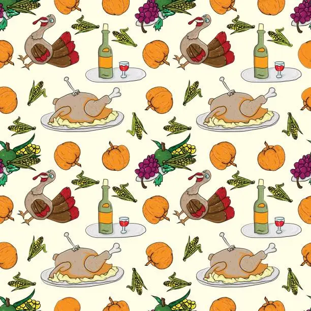 Vector illustration of Seamless Pattern for Thanksgiving Holiday 4