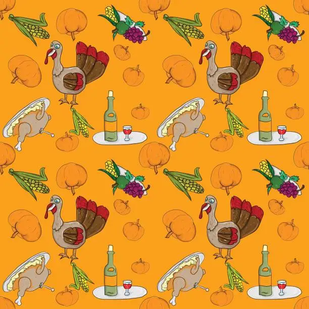 Vector illustration of Seamless Pattern for Thanksgiving Holiday 5