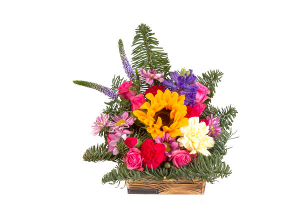 istock Bright buketny composition from fresh flowers, the white isolated background 855690826