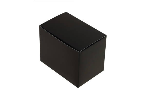 istock Black paper cardboard box, isolated on white background. 855697868