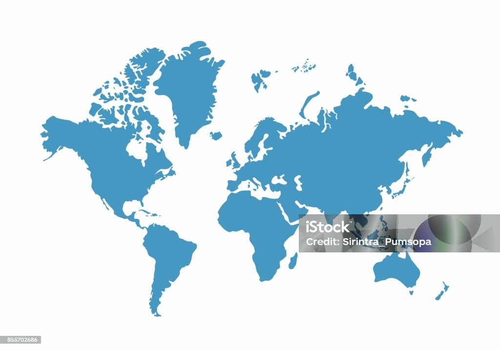 Blue World Map on white background, Vector Illustration World Map stock vector