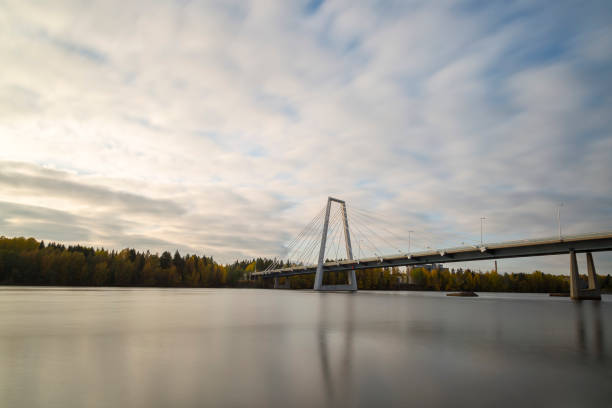 Bridge over the River in Umea, Sweden in Autumn.