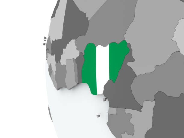 istock Nigeria on globe with flag 855711456